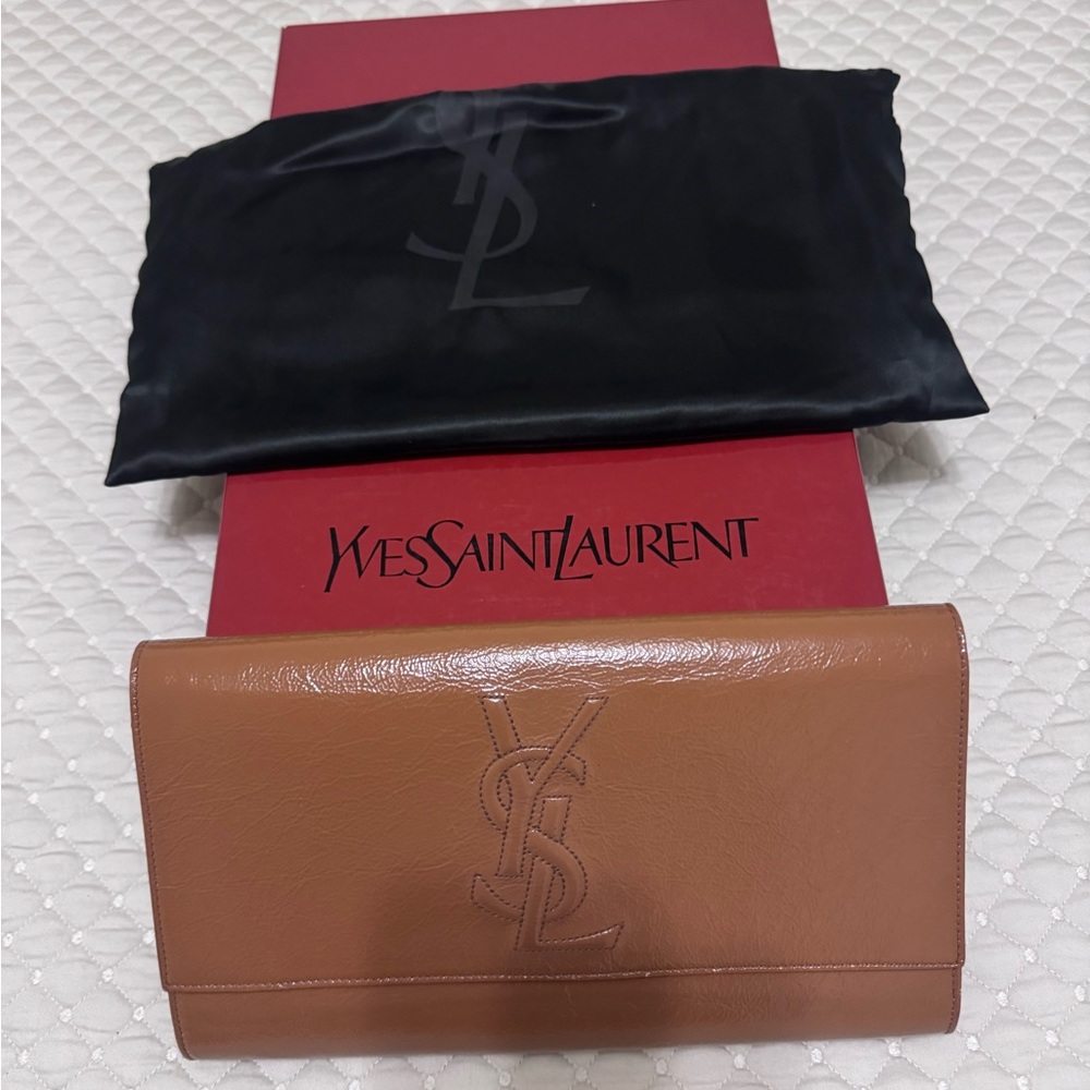 Yves Saint Laurent Brown Leather Clutch